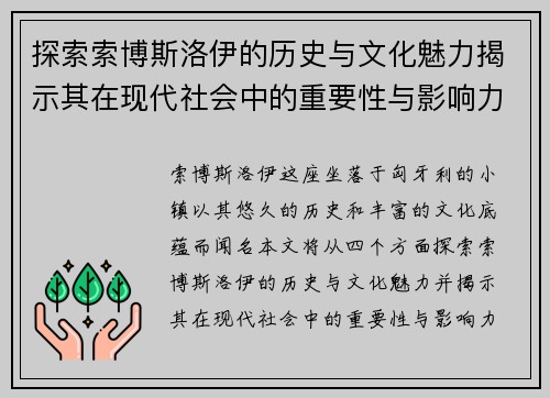 探索索博斯洛伊的历史与文化魅力揭示其在现代社会中的重要性与影响力